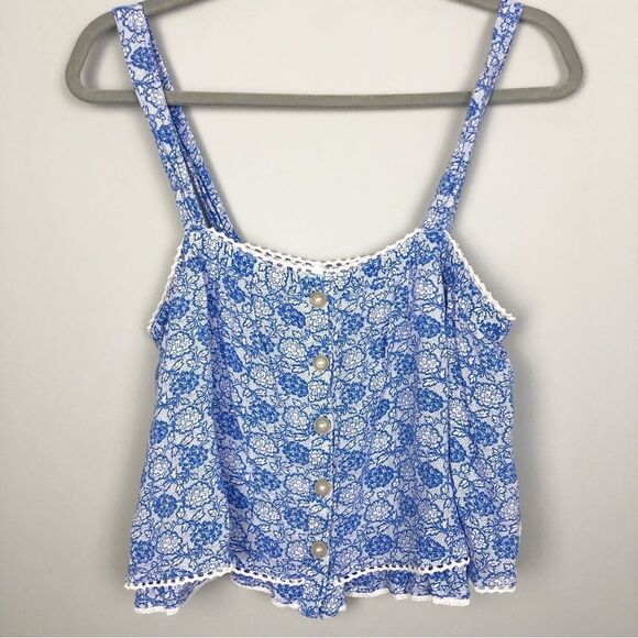 FREE PEOPLE | Sweet Caroline Ruffled Layered Cropped Tank Top Women’s Size Small - Picture 4 of 11